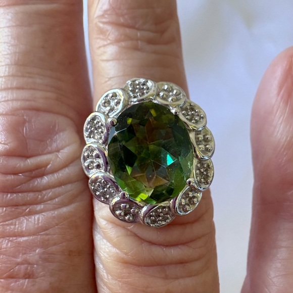 Rings Costume Jewelry Lot of 5 Peridot Emerald Aquamarine - Picture 5 of 8